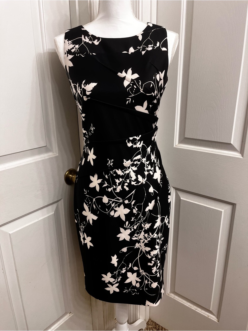 Calvin Klein Black Dress with White Floral Print